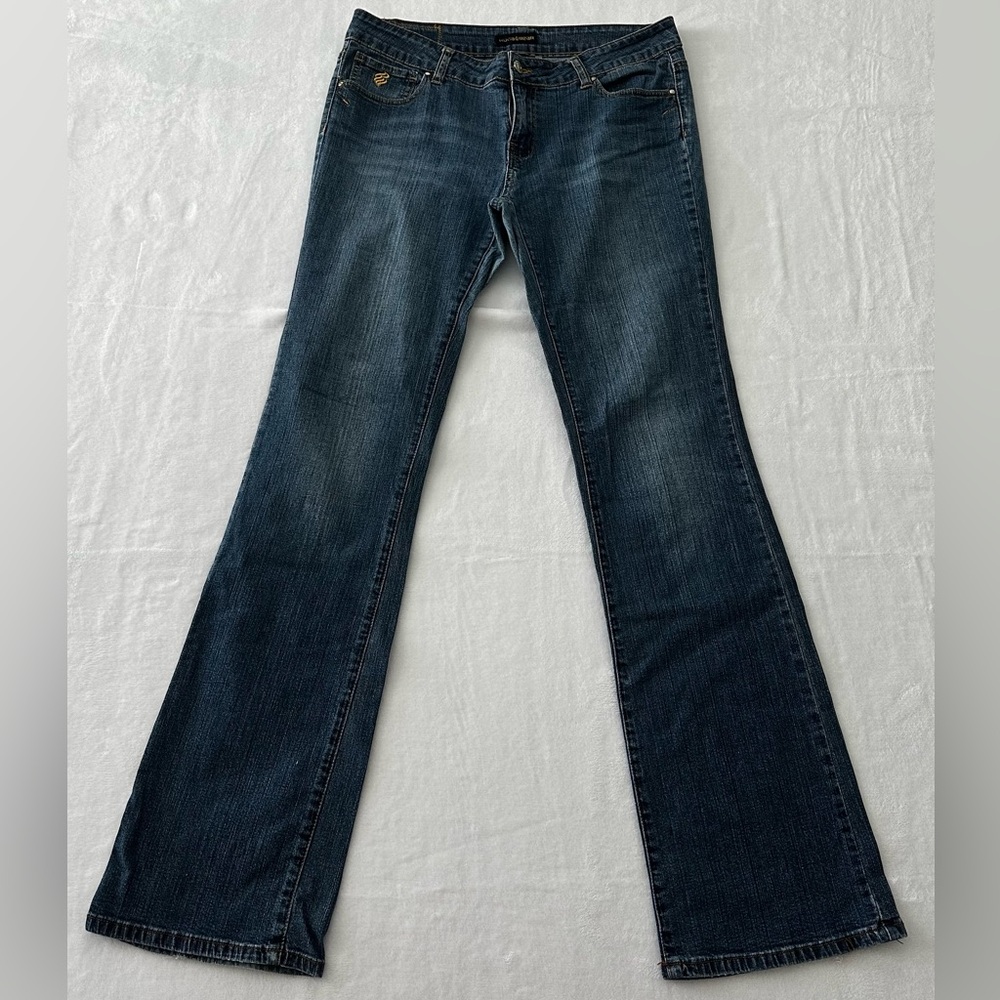 Rocawear Embroidered Flare Jeans Women’s 11 Blue Denim Low Rise Bootcut Y2K